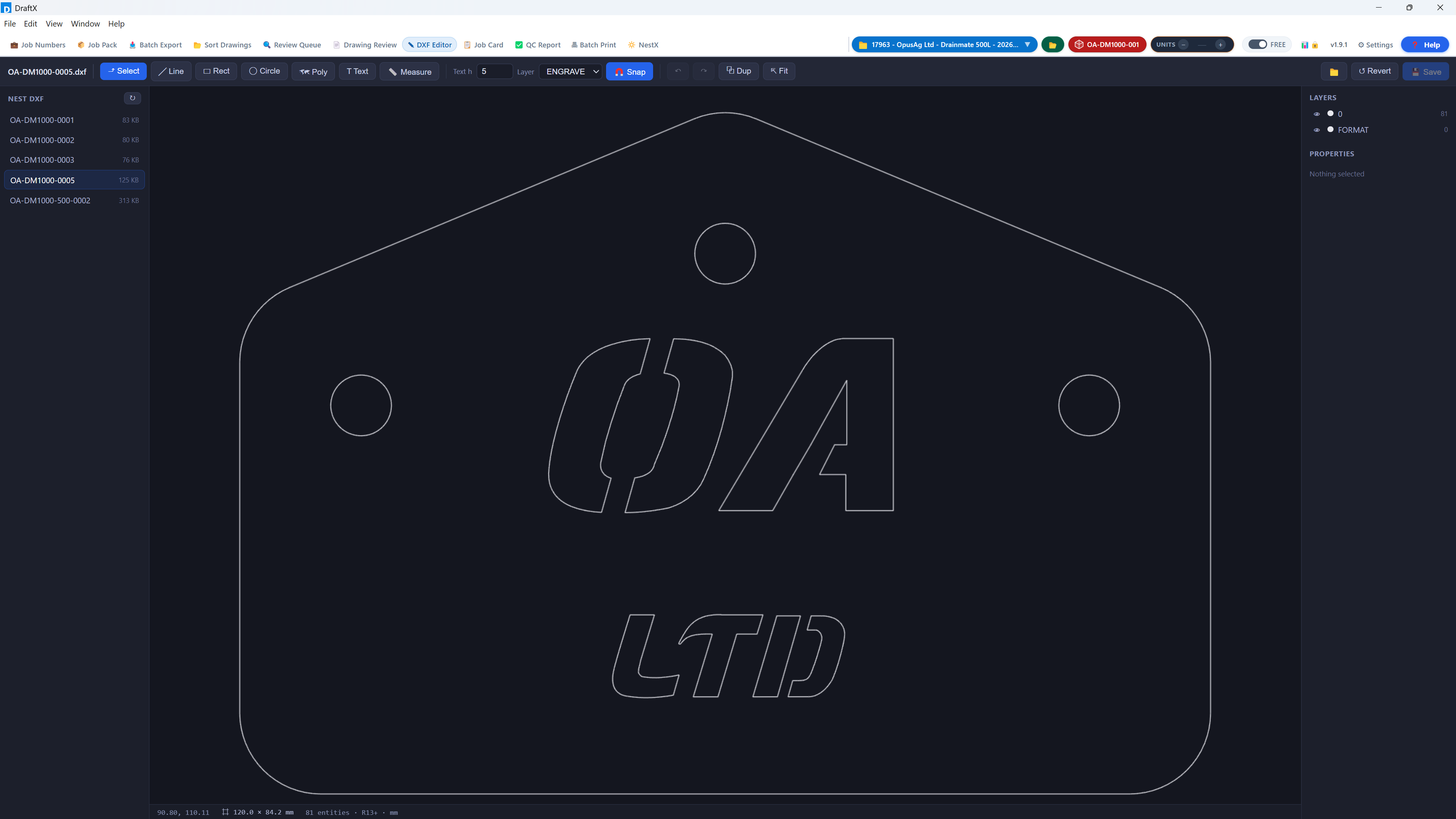 Built-in DXF editor