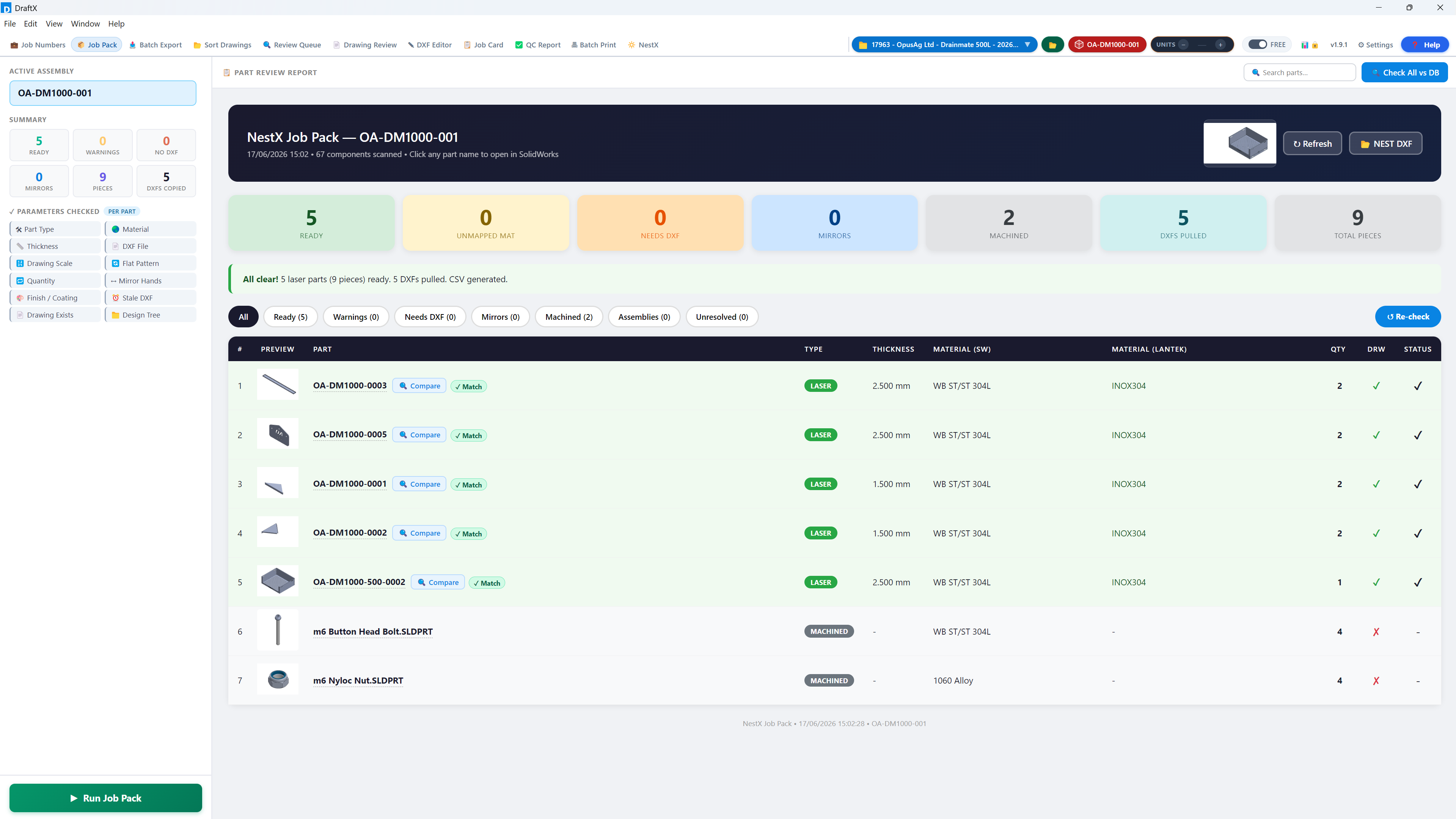 Job Pack validation report
