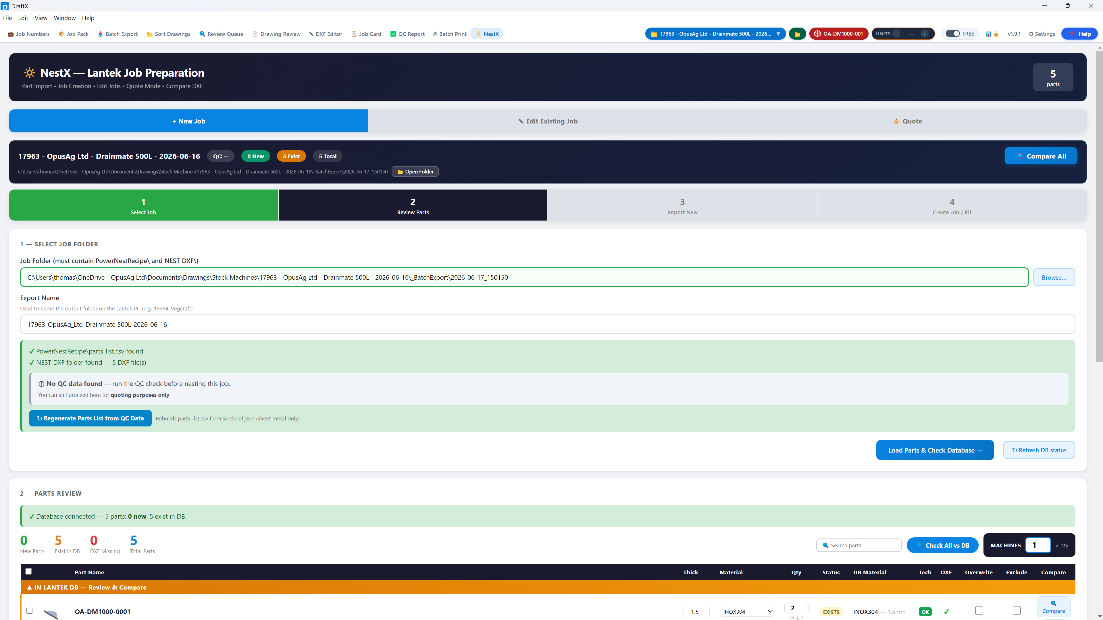 NestX Lantek job preparation