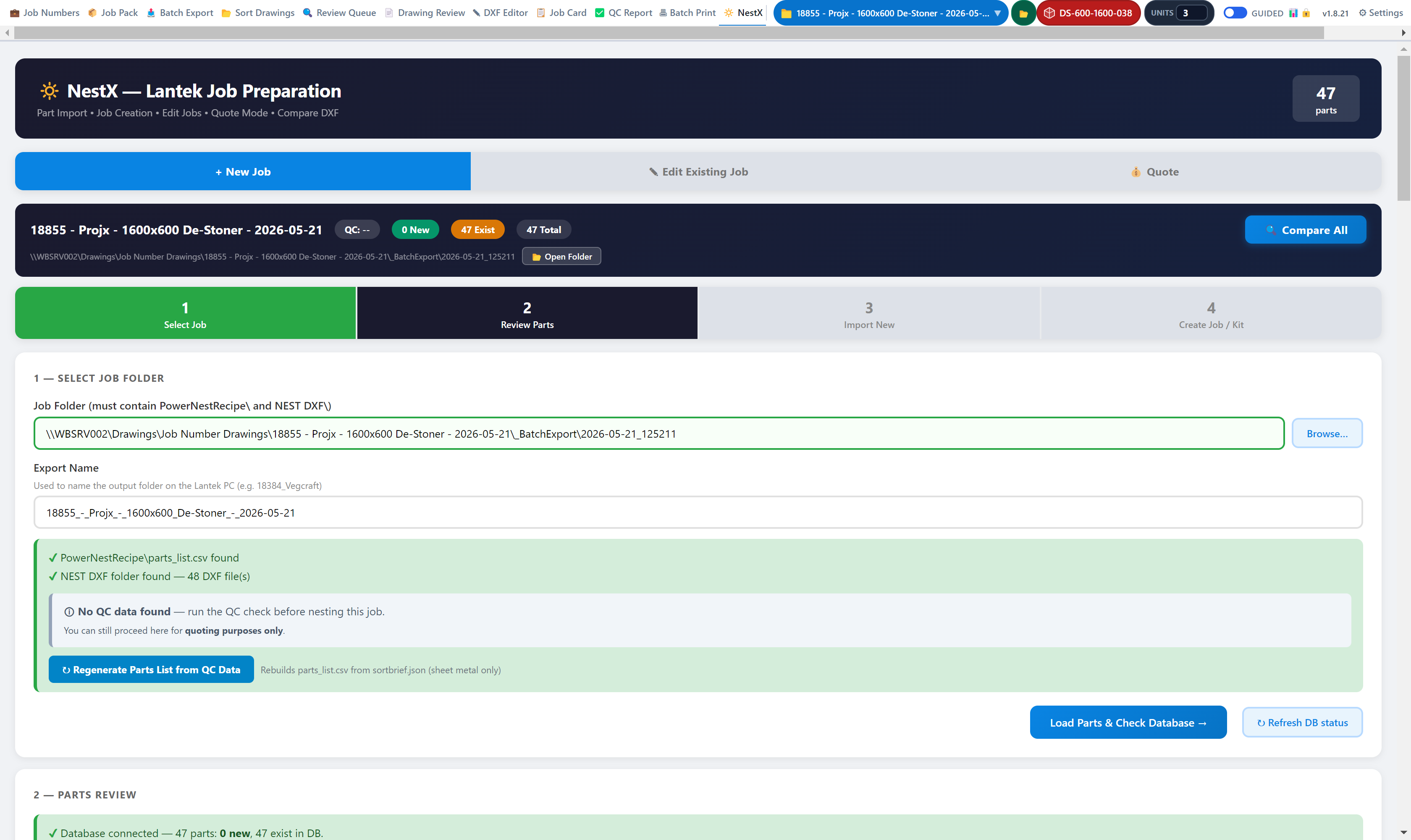 NestX Lantek job preparation